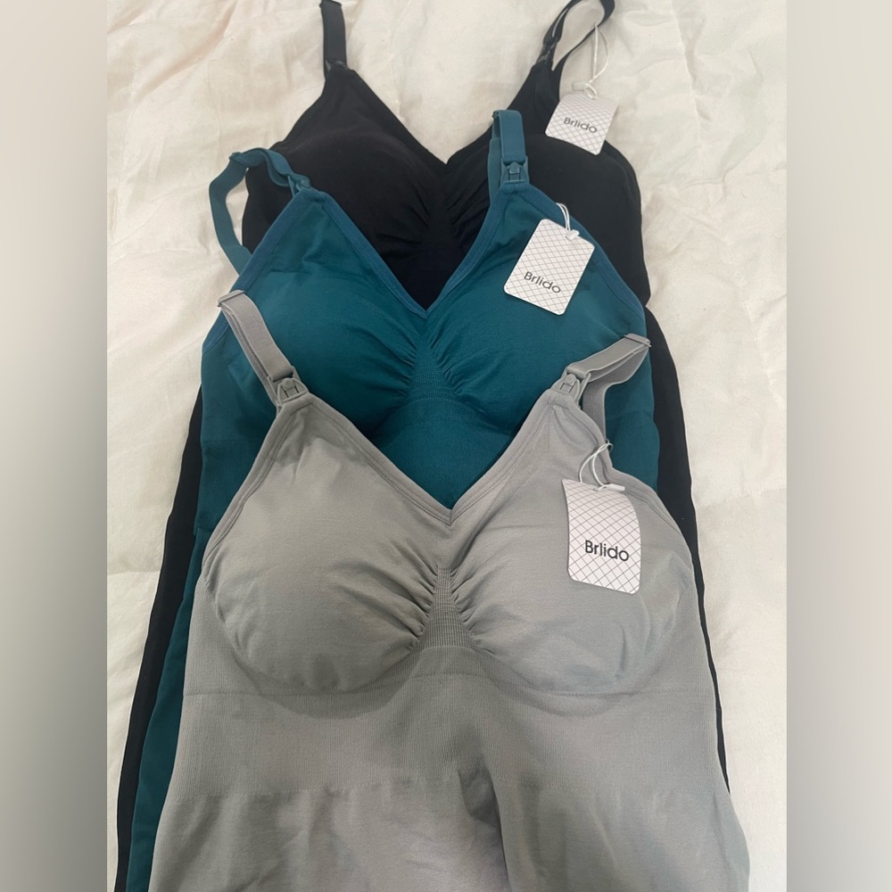 Three NWT Brlido nursing tanks. Never worn or tried on. Black,teal and gray.